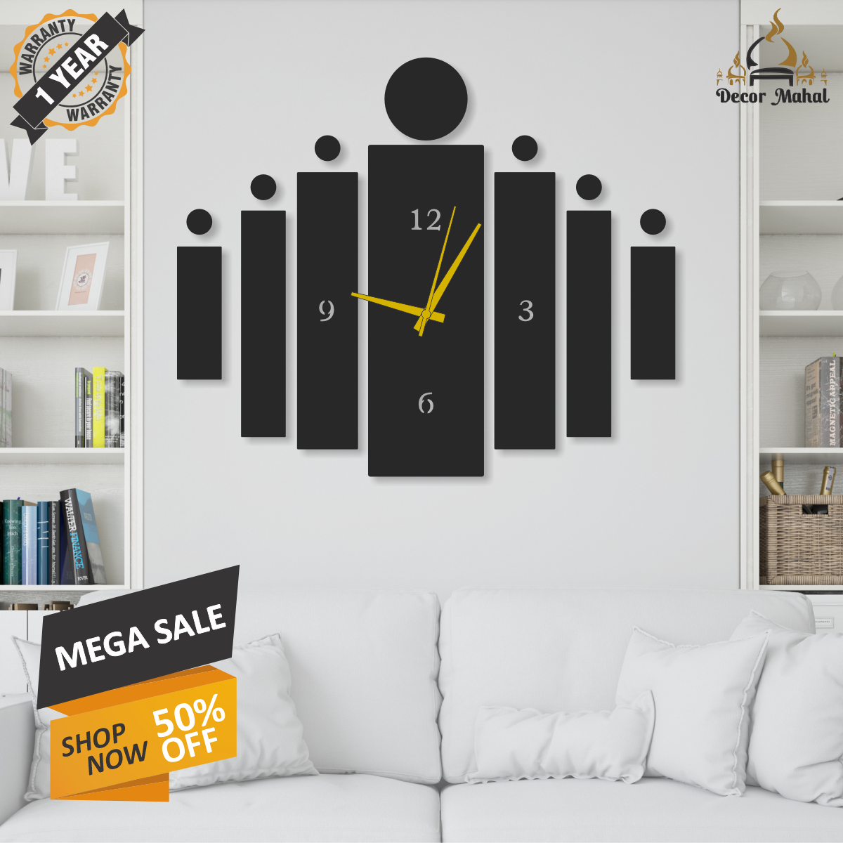 3D Antique Wooden Big Wall Clock