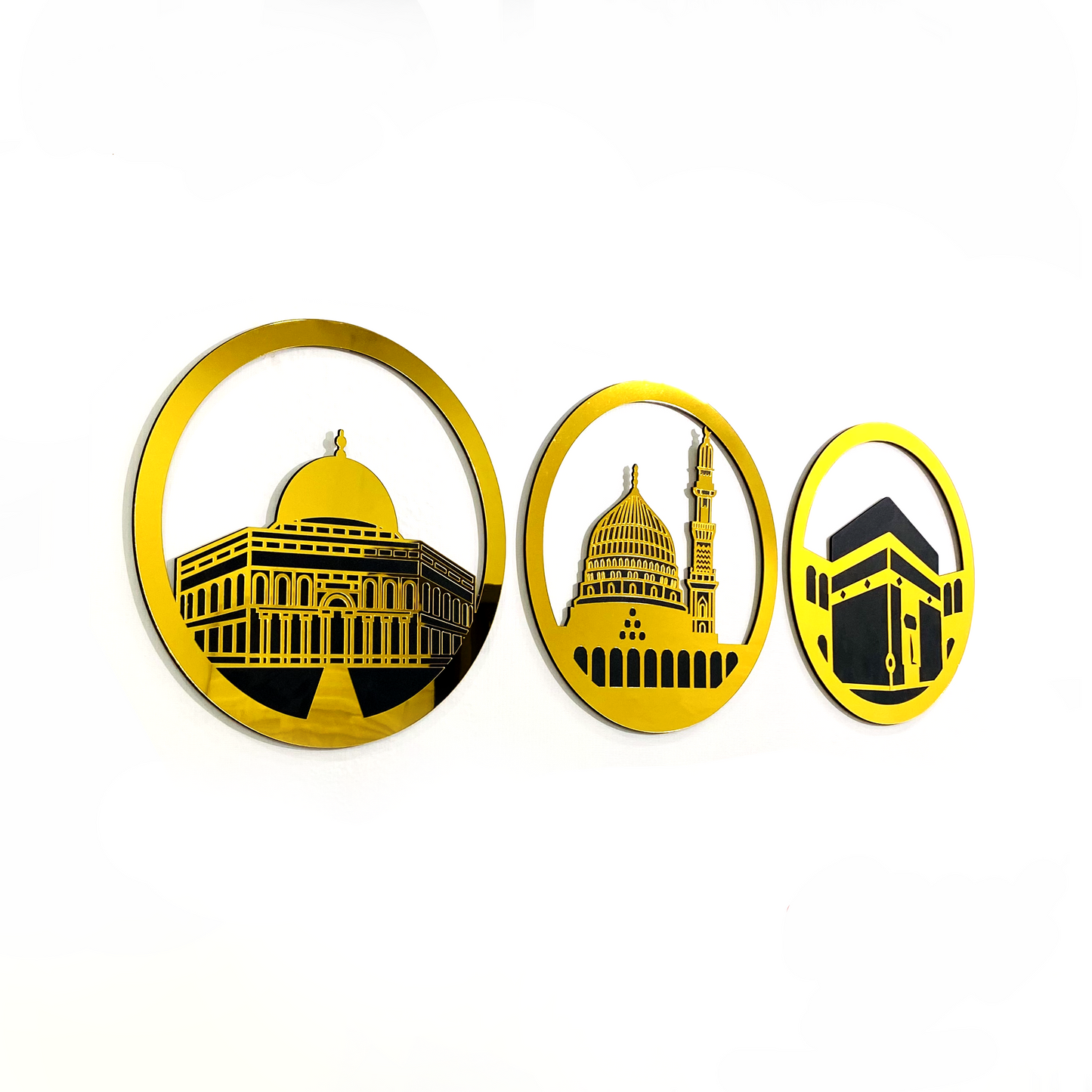 Set of 3 Seat Of Haramin Sharif Makkah Madina & Qibla E Awwal