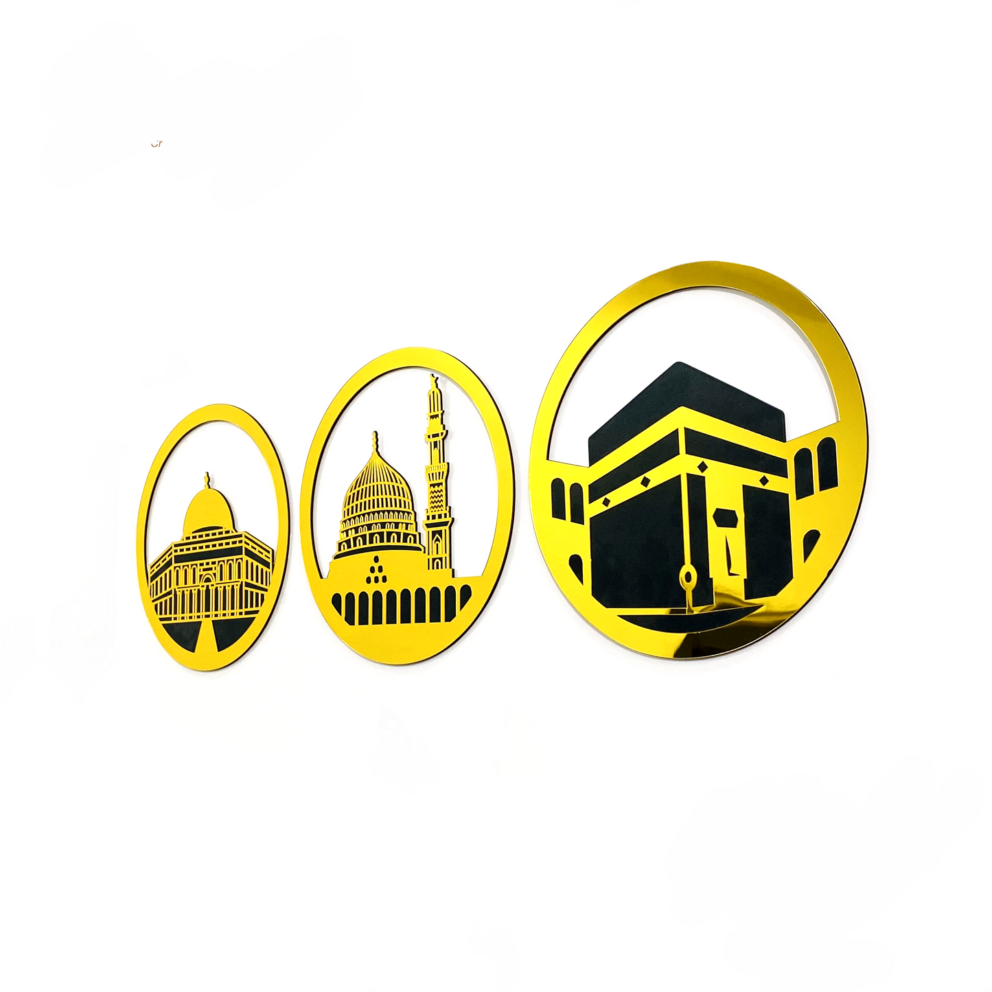 Set of 3 Seat Of Haramin Sharif Makkah Madina & Qibla E Awwal