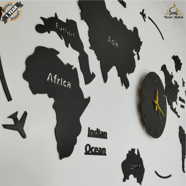 World Map Wooden Wall Clock