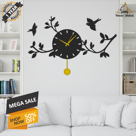Birds On Branches Pendulum Wall Clock