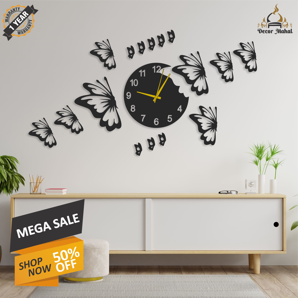 Butterflies with Stars Clock