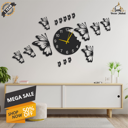 Butterflies with Stars Clock