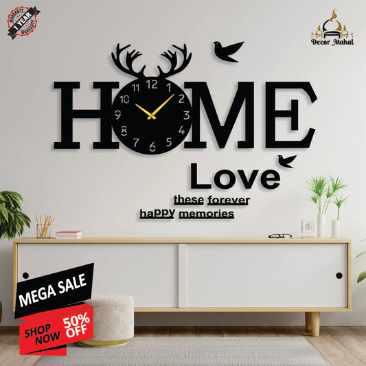 Home Clock with Black Dial
