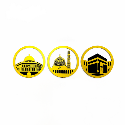 Set of 3 Seat Of Haramin Sharif Makkah Madina & Qibla E Awwal