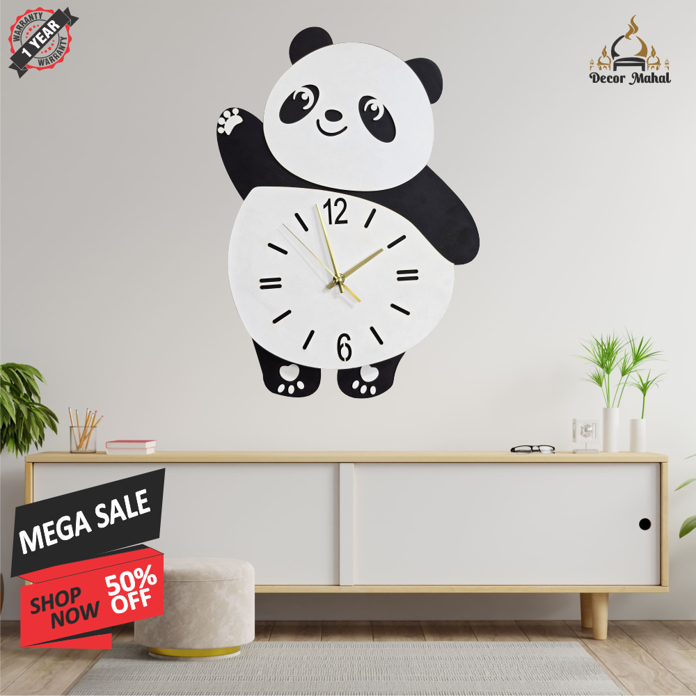 Hand Clock Panda Panda Wall Clock, Living Room and Kids Room, Home Decoration Hanging C ...